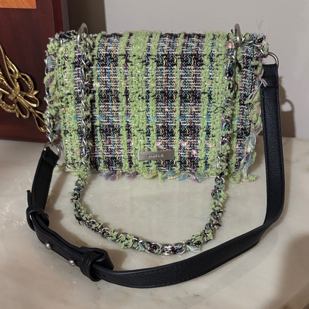 Parfois Combination tweed leather crossbody multicolor bag